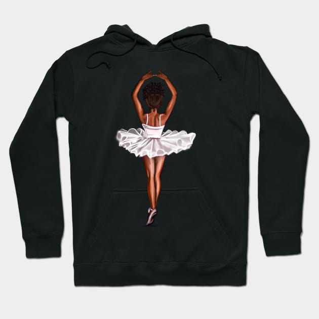 African American ballerina in white tutu #011- brown skin ballerina. Top 100 of the best. Hoodie by Artonmytee